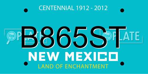 B865ST New Mexico License Plate
