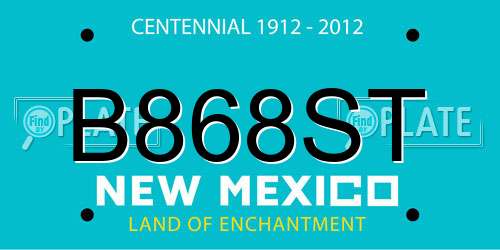 B868ST New Mexico License Plate