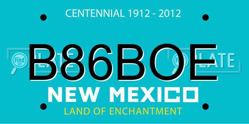 B86BOE New Mexico License Plate