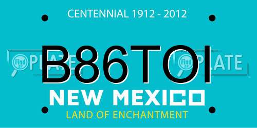 B86TOI New Mexico License Plate