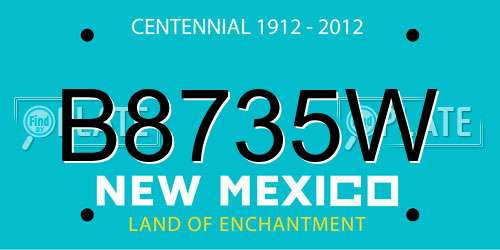 B8735W New Mexico License Plate