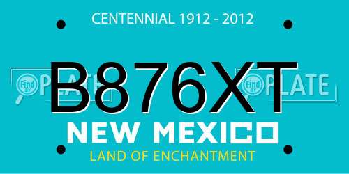 B876XT New Mexico License Plate