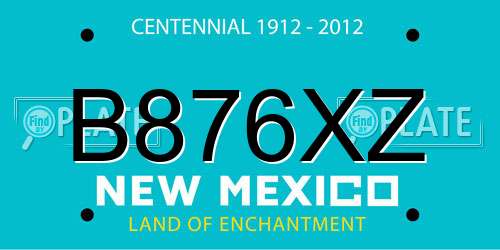 B876XZ New Mexico License Plate