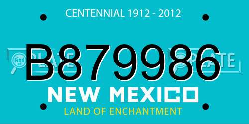 B879986 New Mexico License Plate