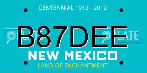B87DEE New Mexico License Plate