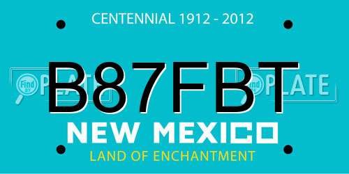 B87FBT New Mexico License Plate