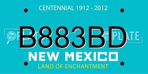 B883BD New Mexico License Plate