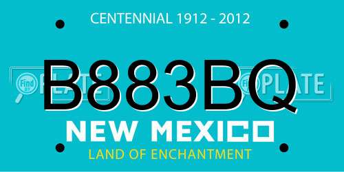 B883BQ New Mexico License Plate