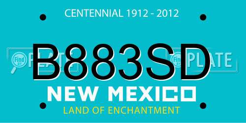 B883SD New Mexico License Plate