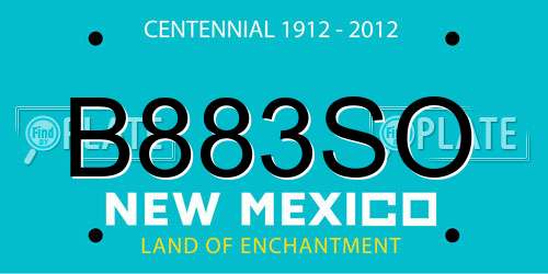 B883SO New Mexico License Plate