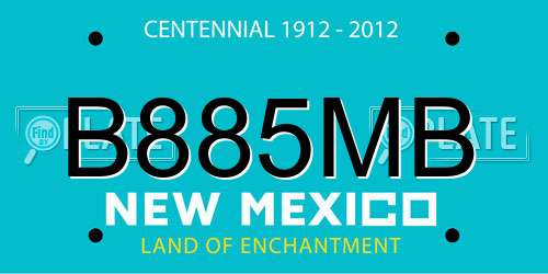 B885MB New Mexico License Plate