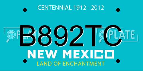 B892TC New Mexico License Plate
