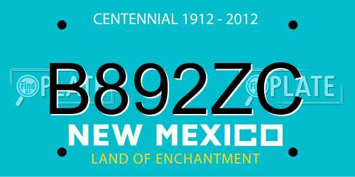 B892ZC New Mexico License Plate