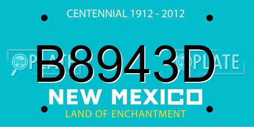 B8943D New Mexico License Plate