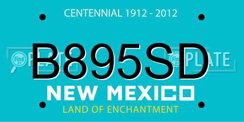 B895SD New Mexico License Plate