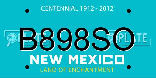 B898SO New Mexico License Plate