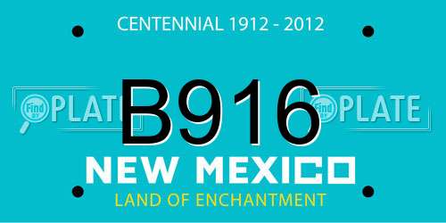 B916 New Mexico License Plate
