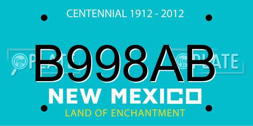 B998AB New Mexico License Plate