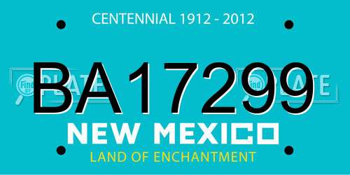 BA17299 New Mexico License Plate