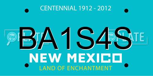 BA1S4S New Mexico License Plate