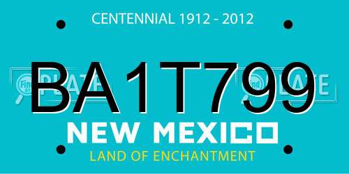 BA1T799 New Mexico License Plate
