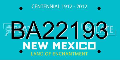 BA22193 New Mexico License Plate