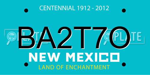 BA2T7O New Mexico License Plate