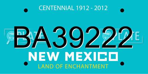 BA39222 New Mexico License Plate