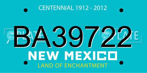 BA39722 New Mexico License Plate