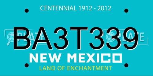 BA3T339 New Mexico License Plate