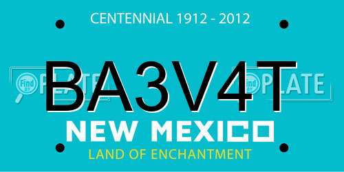 BA3V4T New Mexico License Plate