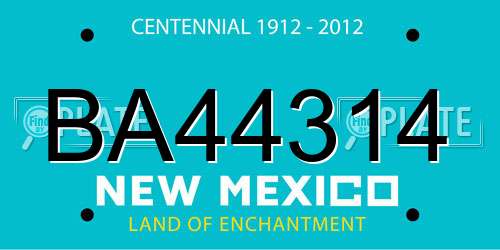 BA44314 New Mexico License Plate