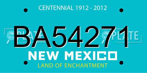 BA54271 New Mexico License Plate