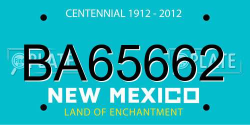 BA65662 New Mexico License Plate