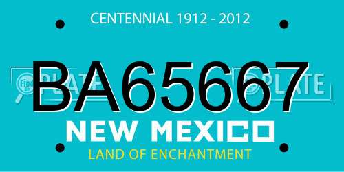 BA65667 New Mexico License Plate