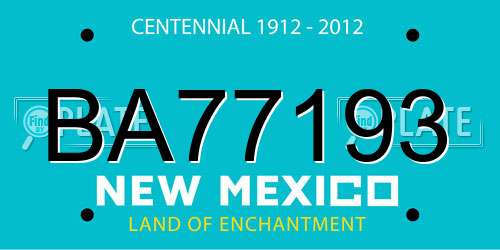 BA77193 New Mexico License Plate