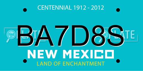 BA7D8S New Mexico License Plate