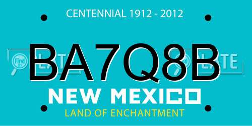 BA7Q8B New Mexico License Plate