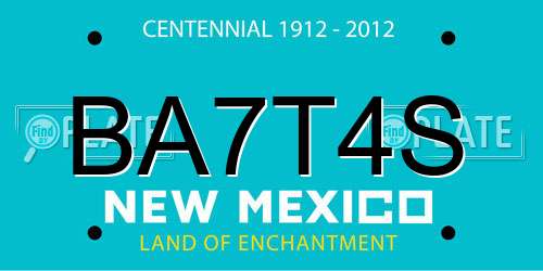 BA7T4S New Mexico License Plate