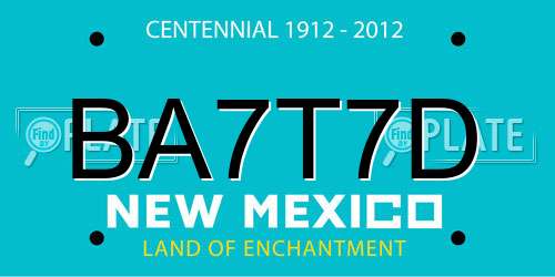 BA7T7D New Mexico License Plate