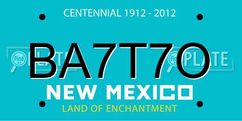 BA7T7O New Mexico License Plate