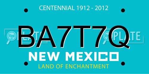 BA7T7Q New Mexico License Plate