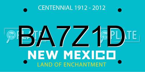 BA7Z1D New Mexico License Plate