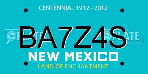 BA7Z4S New Mexico License Plate