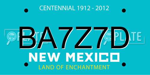 BA7Z7D New Mexico License Plate
