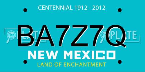 BA7Z7Q New Mexico License Plate