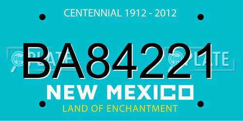 BA84221 New Mexico License Plate