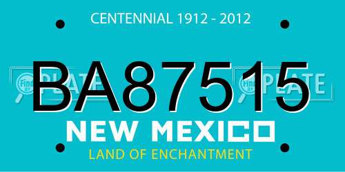 BA87515 New Mexico License Plate