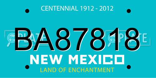 BA87818 New Mexico License Plate