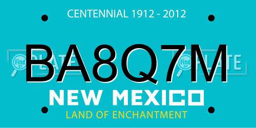BA8Q7M New Mexico License Plate